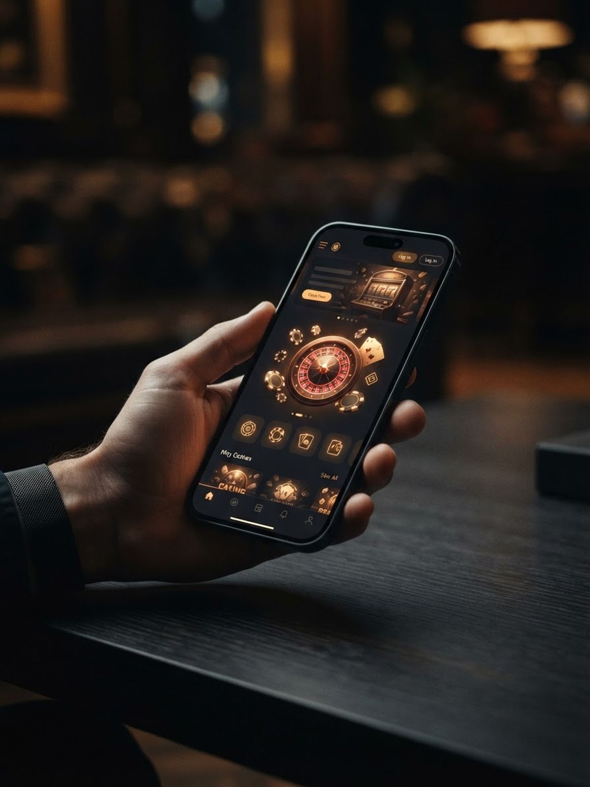 Smartphone affichant le casino en ligne Nine Casino dans le navigateur